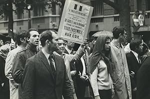 Paris pro De Gaulle Demonstration CDR Old photo Huet 1968, june 4