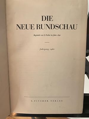 Die Neue Rundschau, Jahrgang 1962, Band 1