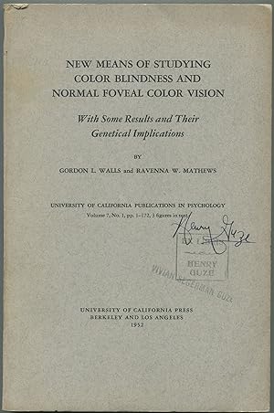 Imagen del vendedor de New Means of Studying Color Blindness and Normal Foveal Color Vision, With Some Results and their Genetic Implications a la venta por Between the Covers-Rare Books, Inc. ABAA