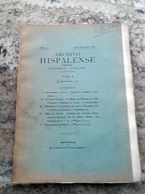 ARCHIVO HISPALENSE. 15 de Noviembre 1886. Cuaderno VI. Tomo II