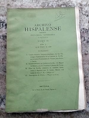 ARCHIVO HISPALENSE. 30 de Octubre de 1886. nº 5. Tomo II