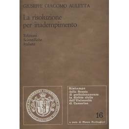 Immagine del venditore per La risoluzione per inadempimento venduto da Libreria Antiquaria Giulio Cesare di Daniele Corradi