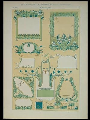 CARTOUCHES ART NOUVEAU -1898- LITHOGRAPHIE DOREE, TYPOGRAPHIE, FRENCH ART NOUVEAU ORNAMENTS