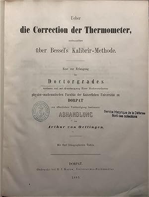 Ueber die Correction der Thermometer, insbesondere über Bessel's Kalibrir-Methode.