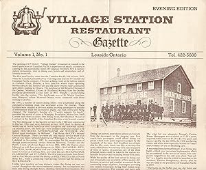 Village Station Restaurant Gazette Volume 1 No 1