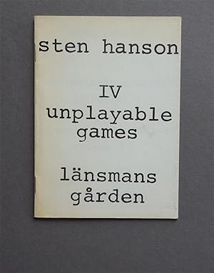 Seller image for IV Unplayable Games (1968-72) for sale by Merz-Buchhandlung