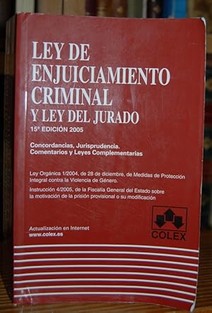 Seller image for LEY DE ENJUICIAMIENTO CRIMINAL Y LEY DEL JURADO for sale by Fbula Libros (Librera Jimnez-Bravo)