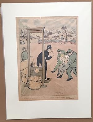 La Guillotine : Couverture originale du journal humoristique LE RIRE (prête à être encadrer)