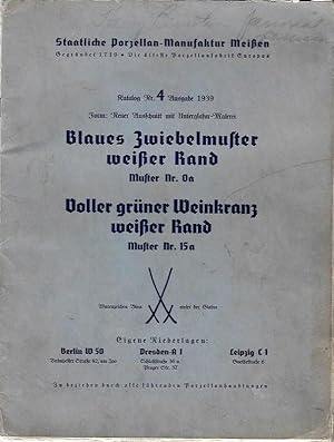 BLAUES ZWIEBELMUSTER WEISSER RAND, Blue onion pattern, Muster Nr. 0a; Voller grüner Weinkranz wei...