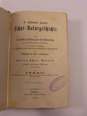 Bild des Verkufers fr Schul-Naturgeschichte. Eine analytische Darstellung der drei Naturreiche. zum Verkauf von Antiquariat Bookfarm