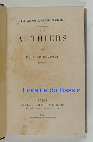 Imagen del vendedor de A. Thiers a la venta por Librairie du Bassin