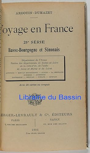 Bild des Verkufers fr Voyage en France 25e srie Basse-Bourgogne et Snonais zum Verkauf von Librairie du Bassin
