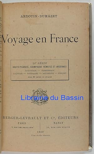 Image du vendeur pour Voyage en France 20e srie Haute-Picardie, Champagne Rmoise et Ardennes mis en vente par Librairie du Bassin