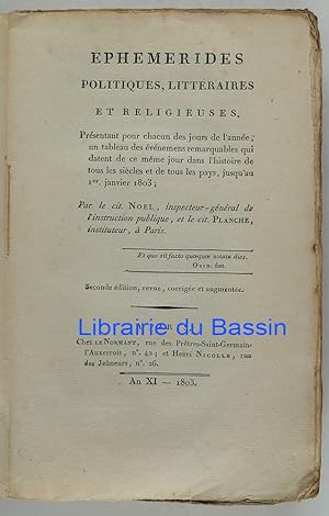 Image du vendeur pour Ephmrides politiques, littraires et religieuses Fvrier 1803 mis en vente par Librairie du Bassin