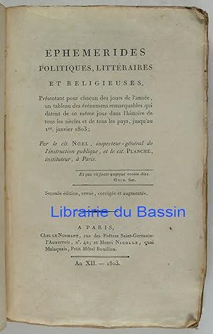 Ephémérides politiques, littéraires et religieuses Octobre 1803