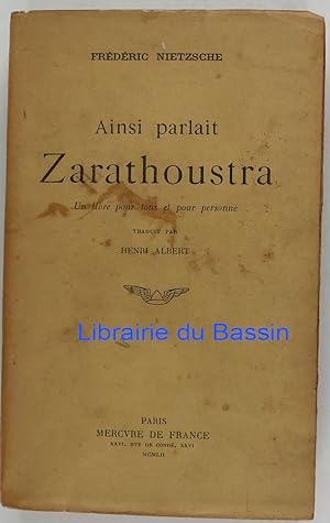 Seller image for Ainsi parlait Zarathoustra for sale by Librairie du Bassin