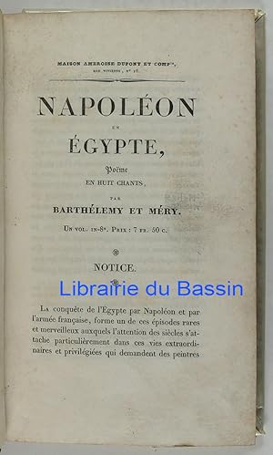 Bild des Verkufers fr Napolon en Egypte Pome en huit chants zum Verkauf von Librairie du Bassin