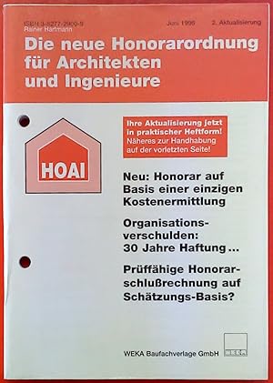 Bild des Verkufers fr Die neue Honorarordnung fr Architekten und Ingenieure, Juni 1996, 2. Aktualisierung zum Verkauf von biblion2