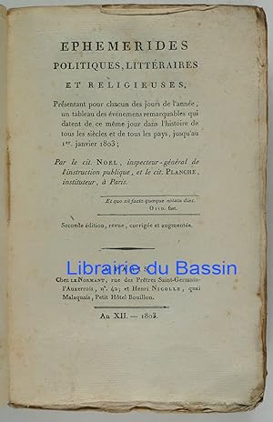 Image du vendeur pour Ephmrides politiques, littraires et religieuses Dcembre 1803 mis en vente par Librairie du Bassin