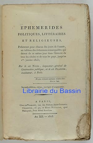 Image du vendeur pour Ephmrides politiques, littraires et religieuses Novembre 1803 mis en vente par Librairie du Bassin