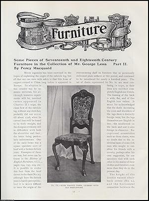 Imagen del vendedor de Seventeenth & Eighteenth Century Furniture (part 2) Formed by Mr. George Leon : A Small Collection. An original article from The Connoisseur, 1917. a la venta por Cosmo Books