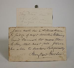 Autographed Notes By Harriet Beecher Stowe and Henry Ward Beecher. Together with Harper's Weekly:...