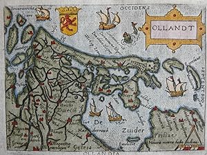 Holland Netherlands Nederland c. 1655 Ortelius Turrini rare miniature map