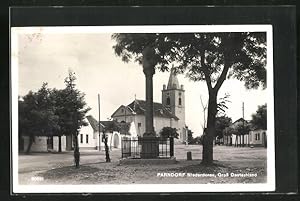 Ansichtskarte Parndorf, Platz gross Deutschland mit Kirche