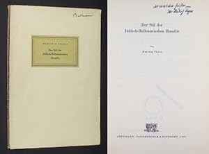 Imagen del vendedor de Der Stil der Jdisch-Hellenistischen Homilie. [Von Hartwig Thyen]. (= Forschungen zur Religion und Literatur des Alten und Neuen Testaments. Herausgegeben von D. Rud. Bultmann. Neue Folge, 47. Heft. Der ganzen Reihe, 65. Heft). a la venta por Antiquariat Kretzer