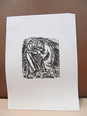 Seller image for Ohne Titel, Figrliche Szenerie - Holzschnitt auf Bttenpapier, unsigniert und undatiert. for sale by Antiquariat Friederichsen