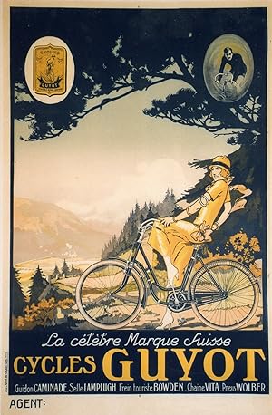 "CYCLES GUYOT" Affiche originale entoilée / Litho Imp. des AFFICHES GAILLARD Paris (années 20)