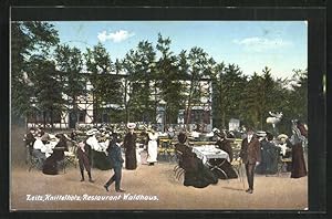 Ansichtskarte Zeitz / Knittelholz, Restaurant Waldhaus, Gartenpartie mit Gästen