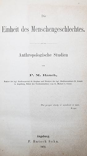 Die Einheit des Menschengeschlechtes. Anthropologische Studien.