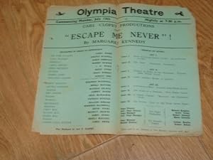 Programme: Carl Clopet Productions Present "Escape Me Never" By Margaret Kennedy July 13th, 1942