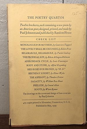 Seller image for THE POETRY QUARTOS: Twelve Brochures, Each Containing a New Poem by an American Poet; Designed, Printed and Made by Paul Johnston and Published by Random House for sale by Lost Horizon Bookstore
