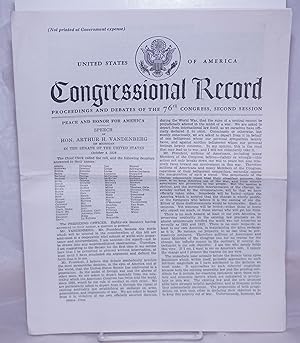 Congressional Record: proceedings and debates of the 76th Congress, Second Session: Peace and Hon...