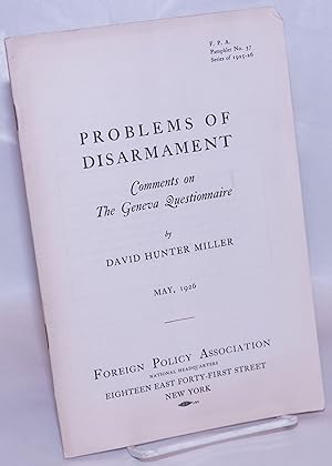 Immagine del venditore per Problems of Disarmament: Comments on the Geneva Questionnaire venduto da Bolerium Books Inc.