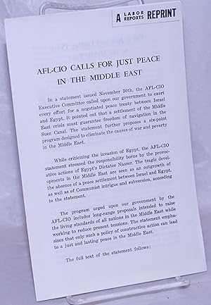 AFl-Cio Calls for Just Peace in the Middle East