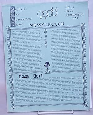 Seattle Gay Liberation Front Newsletter: vol. 1, #7, February 23, 1971: Come Out!