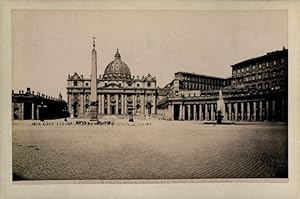 Foto Roma Rom Lazio, um 1870, Facciata e Piazza della Basilica di S. Pietro in Vaticana