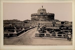 Foto Roma Rom Lazio, um 1870, Mausoleo D'Adriano o Castello de S. Angelo col Ponte Elio