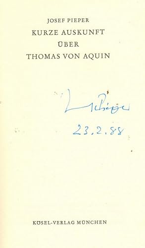 Kurze Auskunft über Thomas von Aquin.