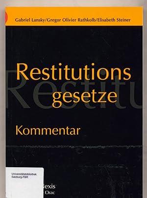 Seller image for Kommentar zu den Restitutionsgesetzen for sale by avelibro OHG