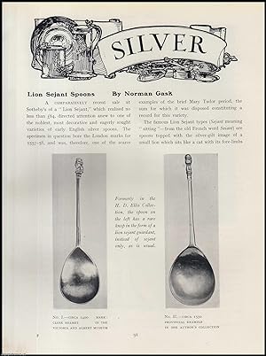 Imagen del vendedor de Lion Sejant Silver Spoons. An original article from The Connoisseur, 1929. a la venta por Cosmo Books