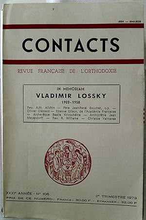 Bild des Verkufers fr In Memoriam Vladimir Lossky, 1903 - 1958. zum Verkauf von Plurabelle Books Ltd