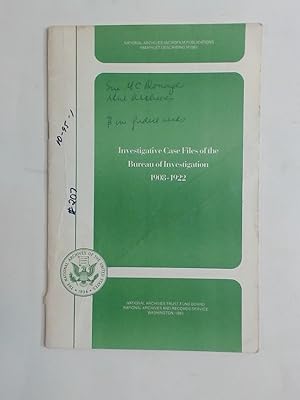 Bild des Verkufers fr Investigative Case Files of the Bureau of Investigation 1908 - 1922. zum Verkauf von Plurabelle Books Ltd