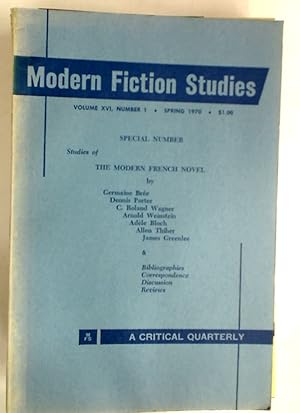 Bild des Verkufers fr Studies of the Modern French Novel. Modern Fiction Studies, Special Issue. zum Verkauf von Plurabelle Books Ltd