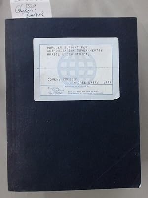 Bild des Verkufers fr Popular Support for Authoritarian Governments: Brazil under Mdici. zum Verkauf von Plurabelle Books Ltd