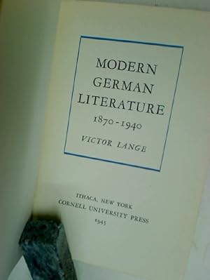 Bild des Verkufers fr Modern German Literature 1870 - 1940. zum Verkauf von Plurabelle Books Ltd