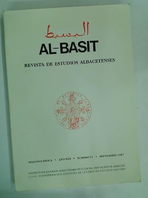 Bild des Verkufers fr Al-Basit. Revista de Estudios Albacetenses, Ano 13, Numero 21, Setiembre 1987. zum Verkauf von Plurabelle Books Ltd